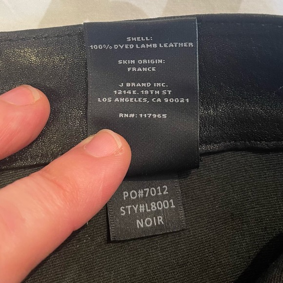 SOLD J Brand 100% Lamb Leather Pants 28” Waist Black - Picture 4 of 9